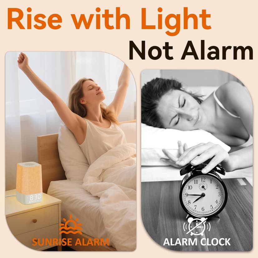 Wkzay White Noise Sound Machine: 30 Soothing Sounds, Sunrise Alarm Clock for Gentle Wake Up, Adjustable Volume & Night Light, Timer - Easy to Sleep, Relax, Focus