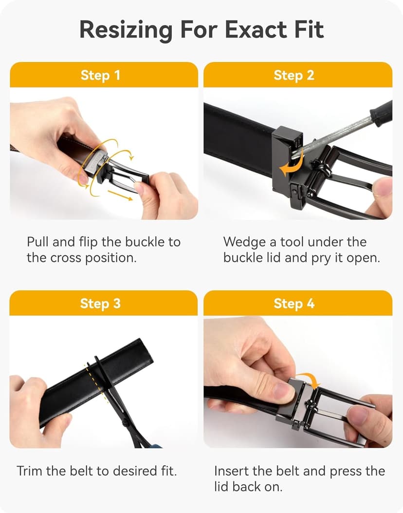 CHAOREN Reversible Belt Men 1 Piece - 1.25" Leather Dress Belt - Trim to Fit for Elegant Style