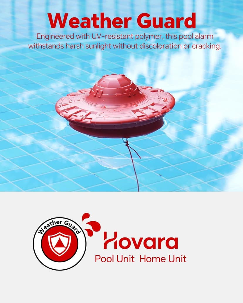 Pool Alarm, Floating Pool Safety Alarms for Inground & Above Ground Pools – Loud 110dB Alert, Adjustable Sensitivity, Protection for Kids & Pets (Hot Red)
