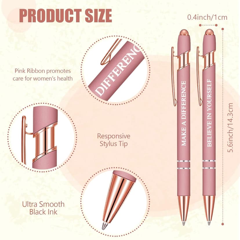Rose Gold Funny Pens with Stylus Tip & Sayings for Back to School Essentials Home, Office, Teacher Supplies Zonon 12 Pcs Inspirational Pens, Motivational Ballpoint Pen Gifts for Women B0B4T388TH