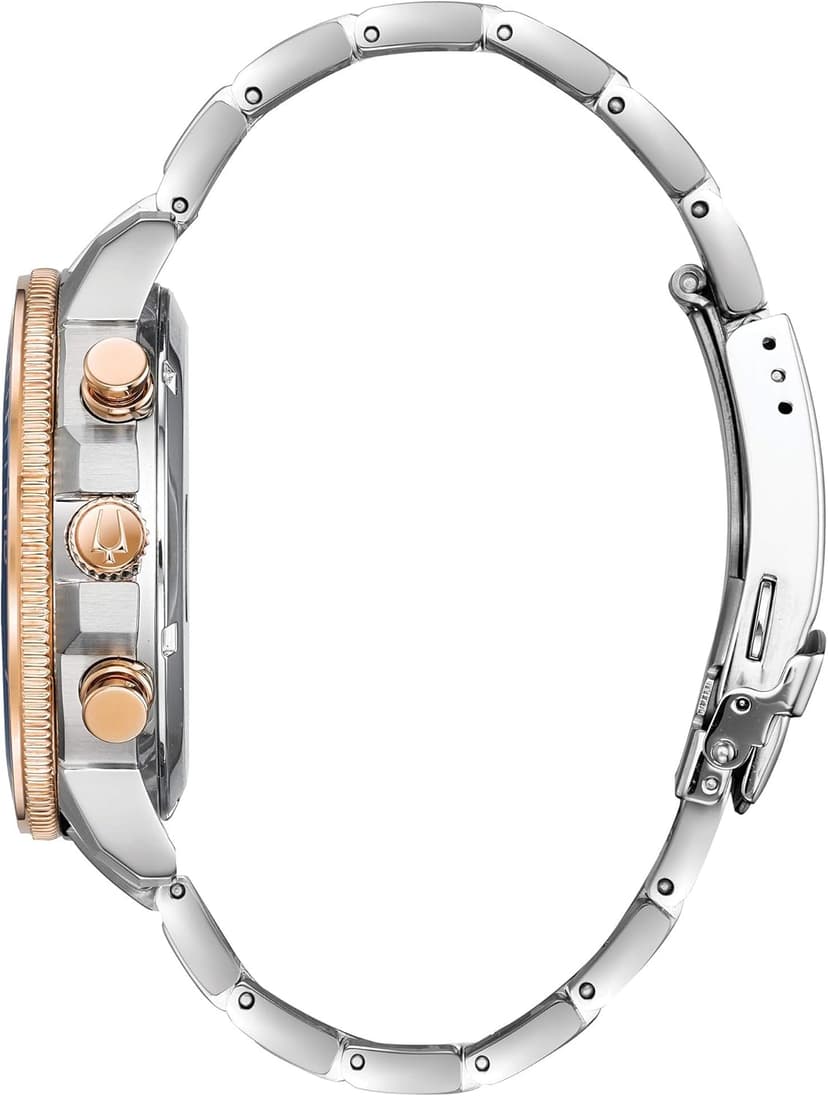 Bulova Men's Marine Star Series C Two-Tone Rose Gold Stainless Steel 6-Hand Chronograph Quartz Watch, Blue Dial Style: 98B301