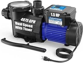 Aquastrong In/Above Ground Pool Pump Dual Speed with Timer High Flow Self Primming Swimming Pool Pump,Black