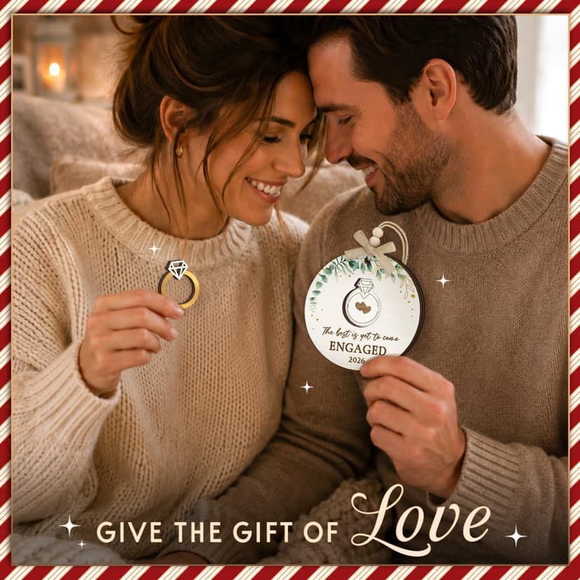 Bride to Be and Fiance Gifts, Newly Proposal Decor, She Said Yes Bridal Shower Couples Presents, 2-layer Wooden Ornaments Engaged Ornament 2026, First Christmas Engagement Ring Keepsake Gift B0H86HP1VB
