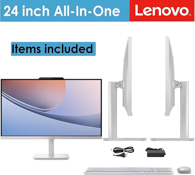 Lenovo 24" FHD All-in-One Desktop Computer for Home & Office, Intel Processor, 16GB RAM, 1TB Storage(512GB SSD & 512GB Portable HDD), WiFi 6, HDMI, Business AIO, Wireless Keyboard & Mouse, Win11