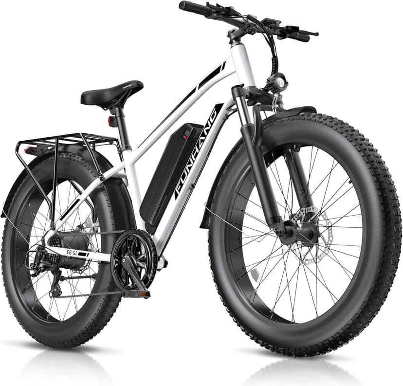 Electric Bike for Adults, 1000W Peak Ebike, 25MPH 60Miles Electric Mountain Bike, 26" Fat Tire Electric Bicycle with 48V 13AH Battery, Front Suspension,7 Speed, Rear Rack, UL 2849 Certified