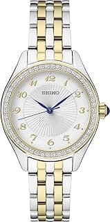 SEIKO SUR392 Automatic Watch for Women - Essentials - Swavorski Crystals - Stainless Steel Two-Tone Gold-Finish Bracelet - 50M Water Resistant