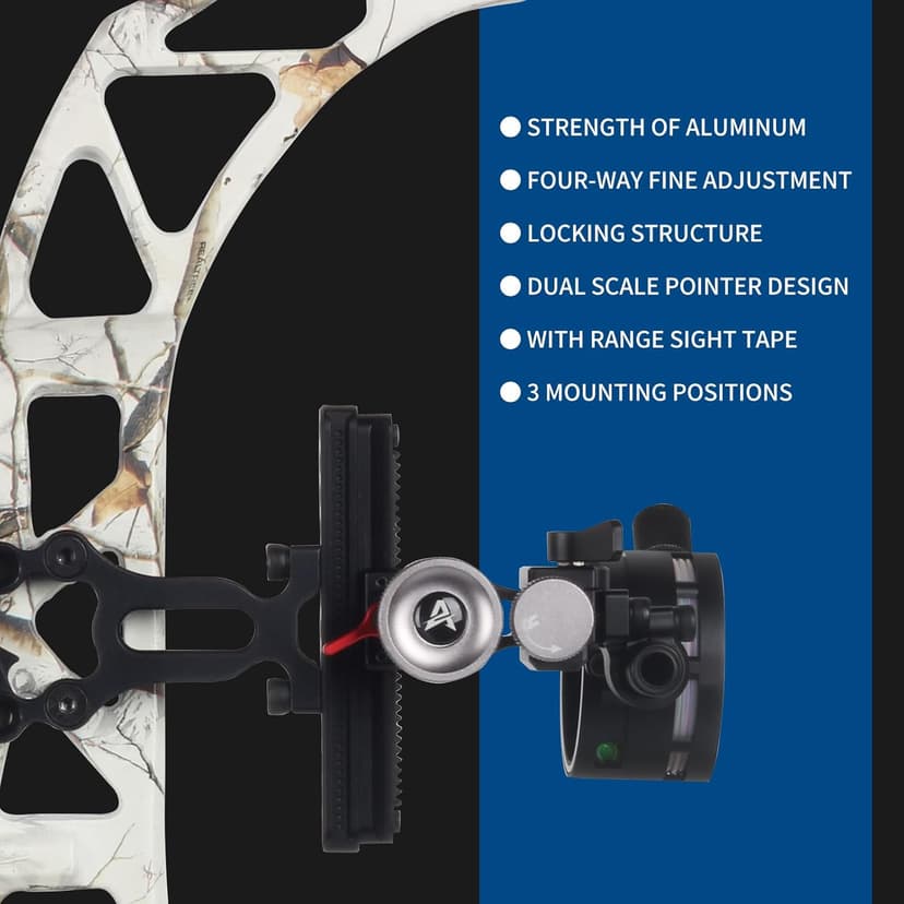 Archery Bow Sight for Compound Bows Target Hunting Single Pin or 5 Pin Bow Sight with 6X 1.75 Scope Lens Long Bar Right Hand for Quicker Sight Acquisition