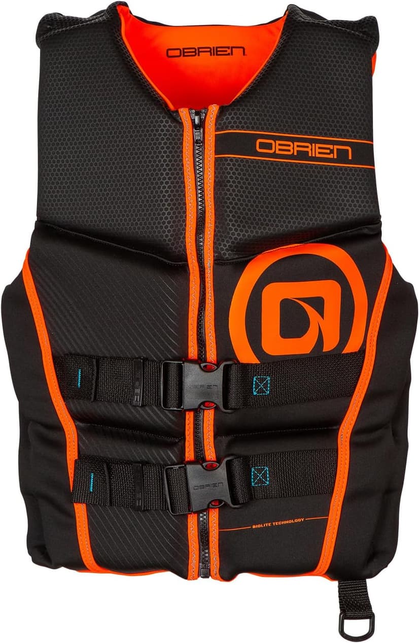 O'Brien Flex V-Back Life Jacket – Coast Guard Approved Adult Life Vest with Flex Fit Design, Lightweight Foam & Front Zip Closure for Watersports, Boating, and Jet Skiing