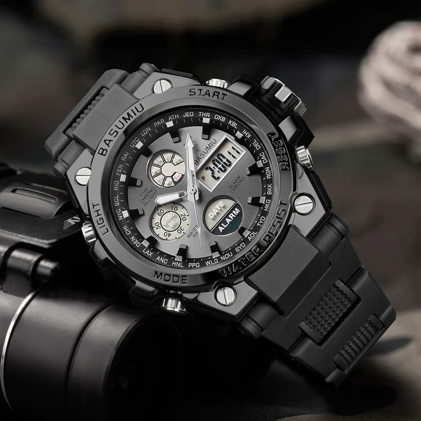 BASUMIU Military Tactical Watches for Men Luxury Black Digital Work Mens Watches Sport Dive Men's Wrist Watches Waterproof Cheap