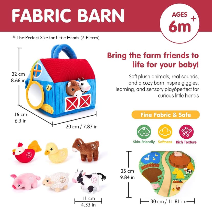 6PCS Farm Toys Montessori Toys for 6 Month Old Baby Gifts Toddlers Christmas Stocking Stuffers 1 Year Old Boy Girl Gifts hahaland Baby Toys 6-12 Months, Surprise Barn Farm Animals with Sounds Word B0F2HRNW75
