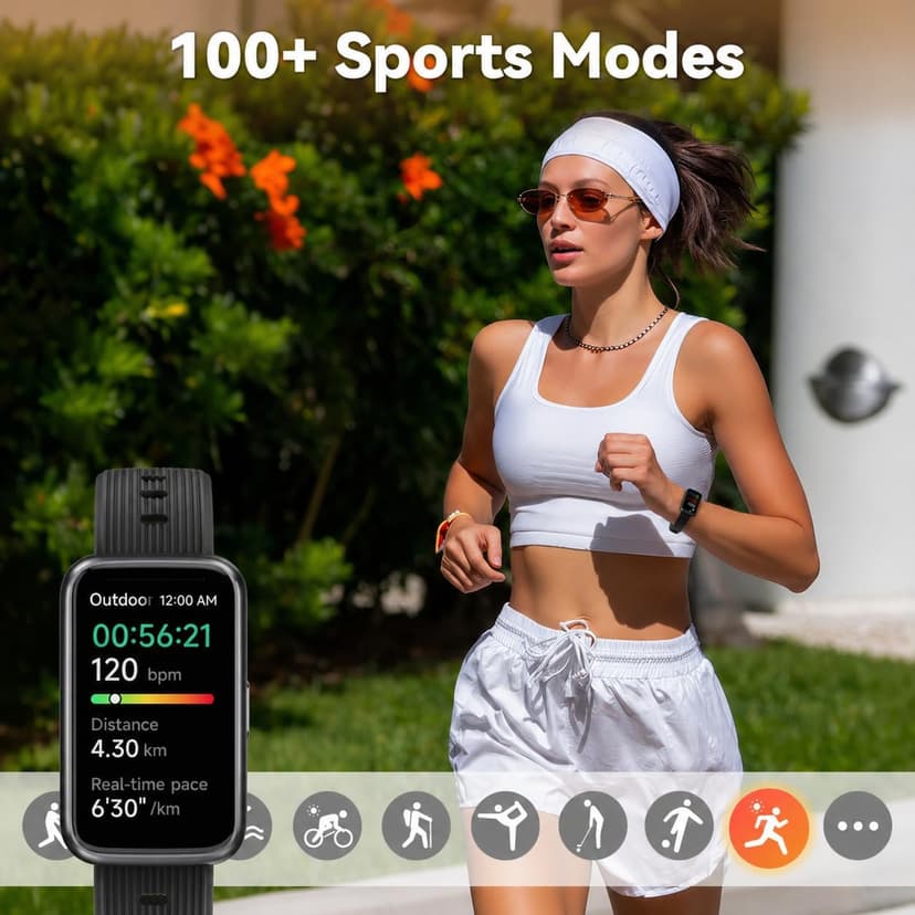 Pedometer Watch No App/Phone Required Slim Fitness Tracker, 30 Meters Waterproof 1.47'' Smart Watch, Heart Rate & Blood Oxygen Monitor Step Counter for Men Women