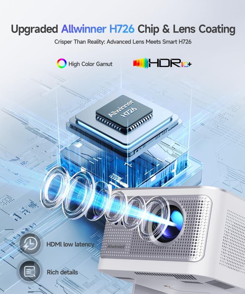 Mini Projector with Wifi and Bluetooth, Outdoor Portable Proyector 4/8K Support, 600ANSI/ 1080P/ Obstacle Avoidance/ Auto Focus, Smart Alwtniet HY350Max for Bedroom Movie HDMI/USB/Smartphone/Laptop B0G398YVW3