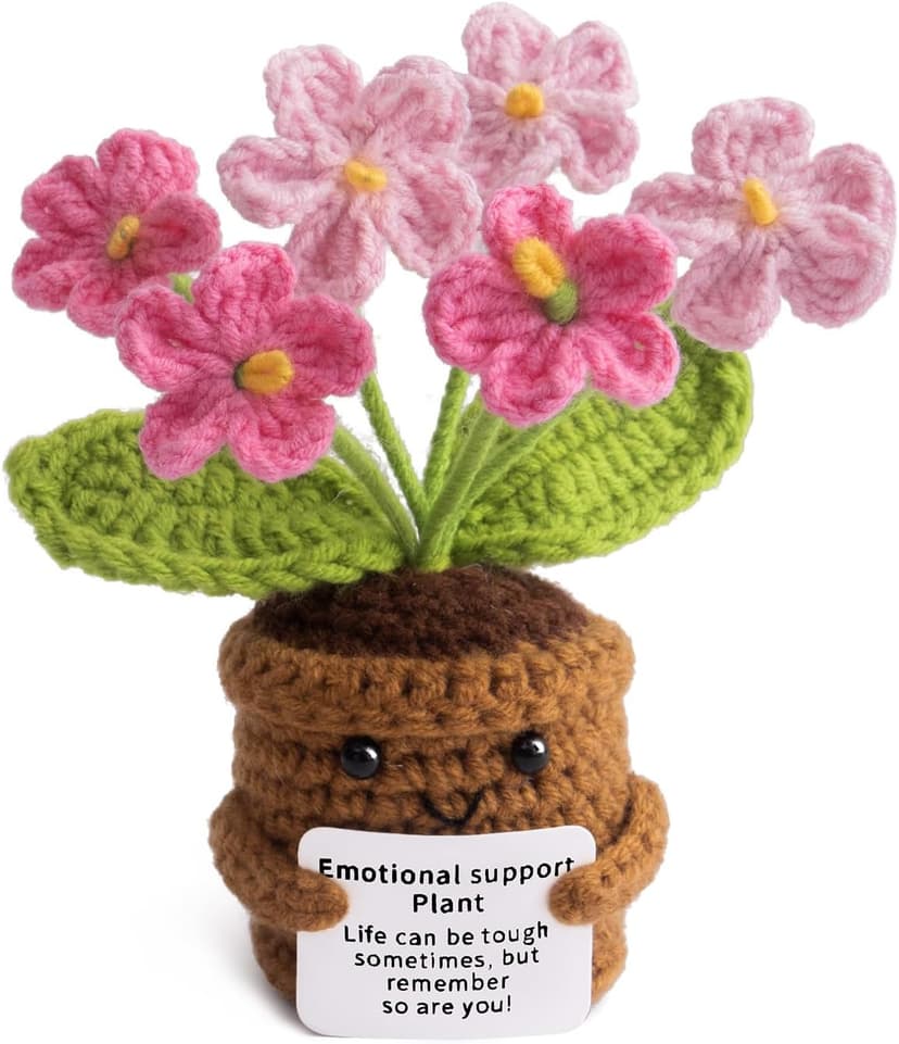 Life is Tough But So are You - Thank You, Appreciation, Birthday Gift for Teacher, Mom, Friend, Coworker - Cute Desk Decor Handmade Positive Crochet Flower, Inspirational Gifts for Women B0F8V97STX