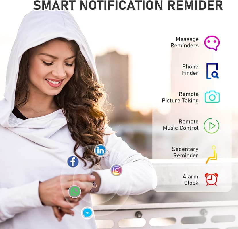 Fitness Tracker with 24/7Heart Rate, Blood Pressure, Sleep Tracking, Calorie, Activity Tracker with 1.1" AMOLED Color Screen, Waterproof Step Tracker for Android iPhones Women Men