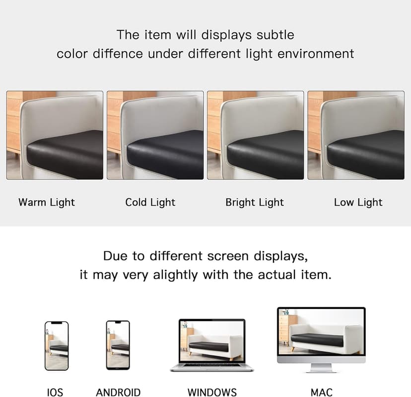 Yates Home PU Leather Couch Sofa Cushion Slipcover Water-Proof Elastic Chair RV Seat Covers Loveseat Sofa Furniture Protector Slip Cover for Settee Seater Replacement in Living Room（Sofa, Black）