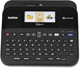 Brother P-touch Label Maker, PC-Connectable Labeler, PTD600, Color Display, High-Resolution PC Printing, Black, Black/gray