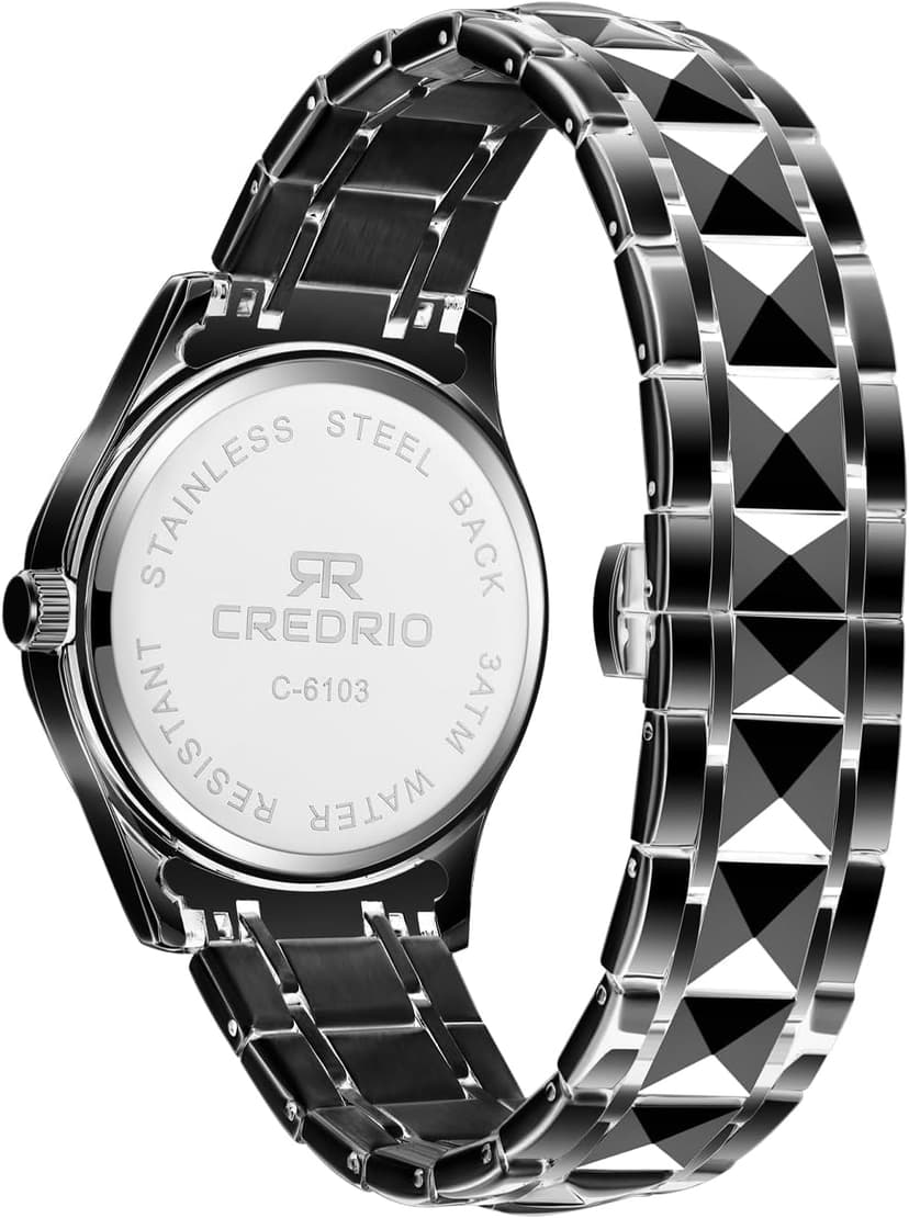 Credrio Watch for Men Stainless Steel Waterproof Diamond Business Dress Analog Quartz Luminous Date Two Tone Luxury Casual Wrist Watch
