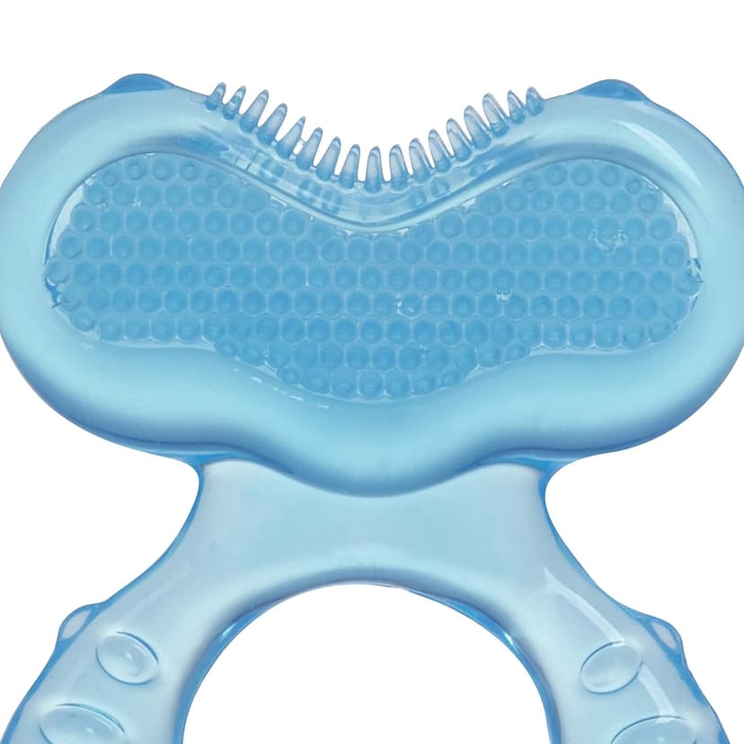 Nuby Silicone Teethe-EEZ Teether with Bristles, Includes Hygienic Case, Blue