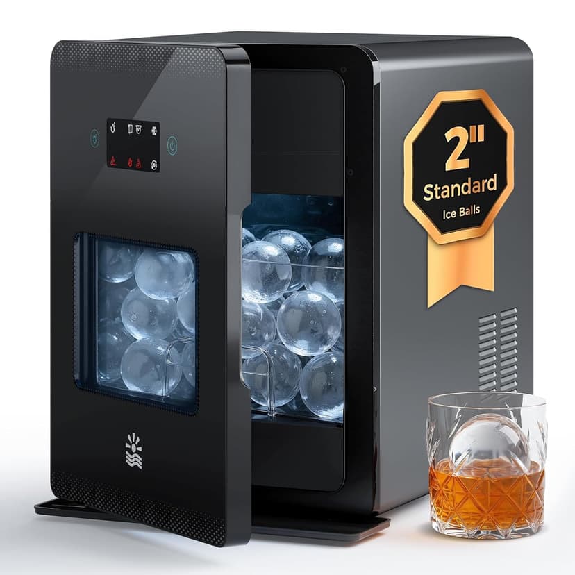 2'' Clear Ice Ball Maker – 4 Ice Spheres in 35min, 144 pcs/Day, Auto&Manual Fill, Fast Round Ice Machine with LCD Touch Panel, Self-Cleaning, Home & Bar Maker for Whiskey Bourborn Gift