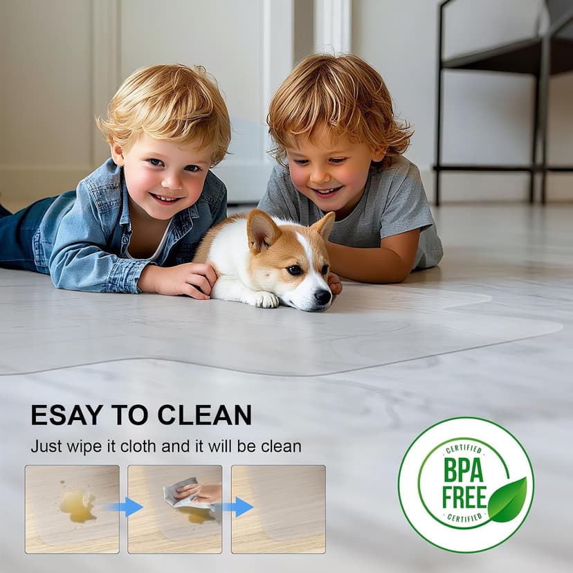 Office Chair Mat for Hard Floors,36"x48" Desk Mat for Chair for Hardwood Floor,Non-Slip Hard Floor Protector Desk Chair Mat for Home,Vinyl Floor Mat for Kids & Pets - Not for Carpet (Clear)