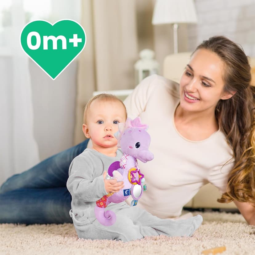 Multi-Sensory Seahorses Toys with Crinkle, Rattle and Textures, for Tummy Time Newborn 0-3-6-12 Months Girls Gifts - Purple Sumobaby Baby Toys Musical Stuffed Animal Activity Soft Toys with Mirror B0FSKSCRGH