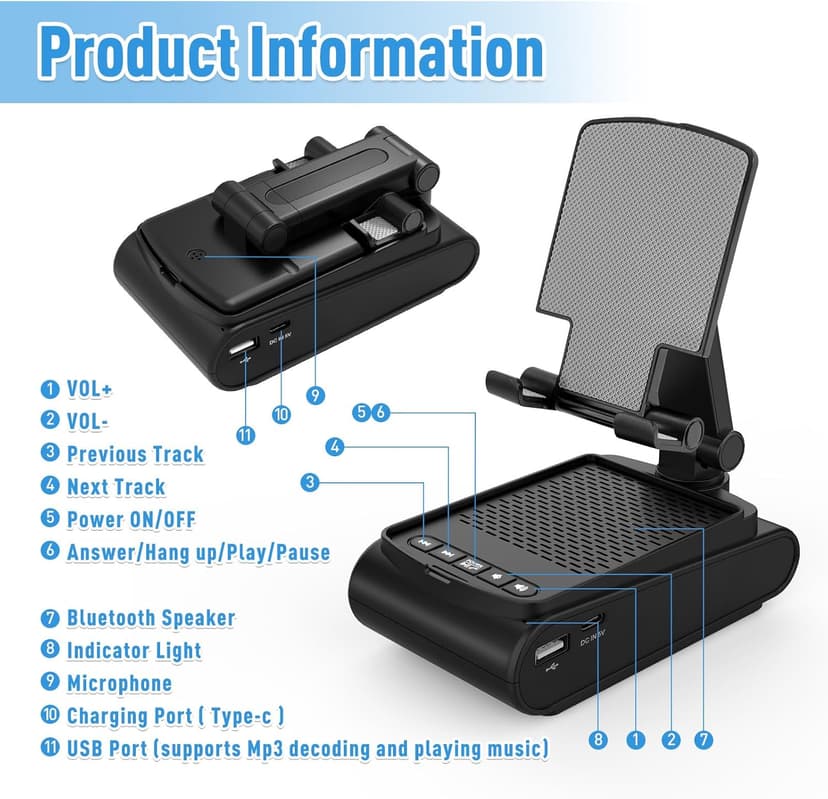 Gifts for Men, Cell Phone Stand with Wireless Bluetooth Speaker, Birthday Gifts for Mens Dad Boyfriend, Cool Gadgets for Men, Anniversary Ideas Gift, Compatible with iPhone/iPad/Samsung Galaxy