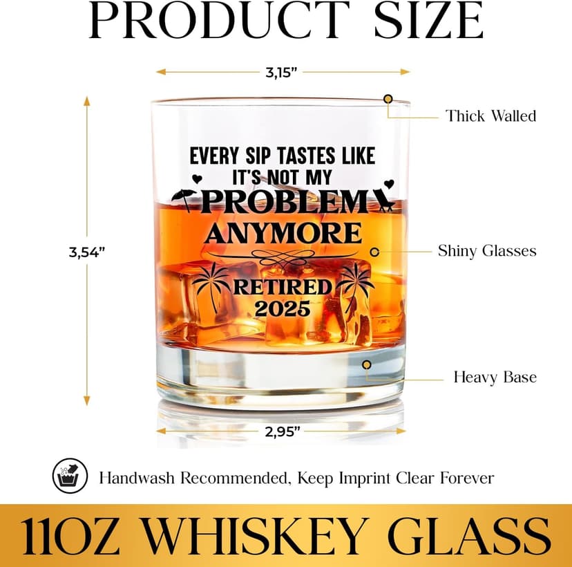 NewEleven First Christmas Retirement Gifts For Men 2025 - Coworker Leaving, Goodbye Gift, Farewell Gifts For Coworkers, Friends, Dad, Grandpa - Retirement Gift From Friend, Colleague - Whiskey Glass