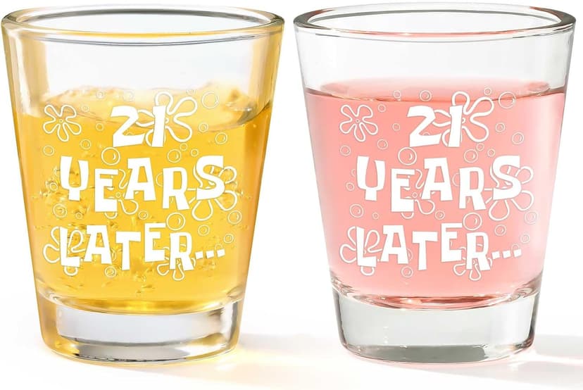 Futtumy 21 Years Later Shot Glasses Set 2, 21st Birthday Gift for Her, 21st Birthday Gifts for Him, Gifts for 21 Year Old Male Female Women Men Son Daughter, Funny Birthday Present for Him or Her B0G4GX17D8