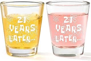 Futtumy 21 Years Later Shot Glasses Set 2, 21st Birthday Gift for Her, 21st Birthday Gifts for Him, Gifts for 21 Year Old Male Female Women Men Son Daughter, Funny Birthday Present for Him or Her B0G4GX17D8