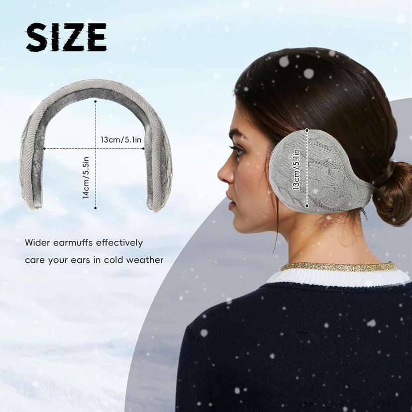 Oweisong Knit Ear Muffs for Winter Unisex Warm Ear Covers Men Women Foldable Ear Warmers Winter Accessories
