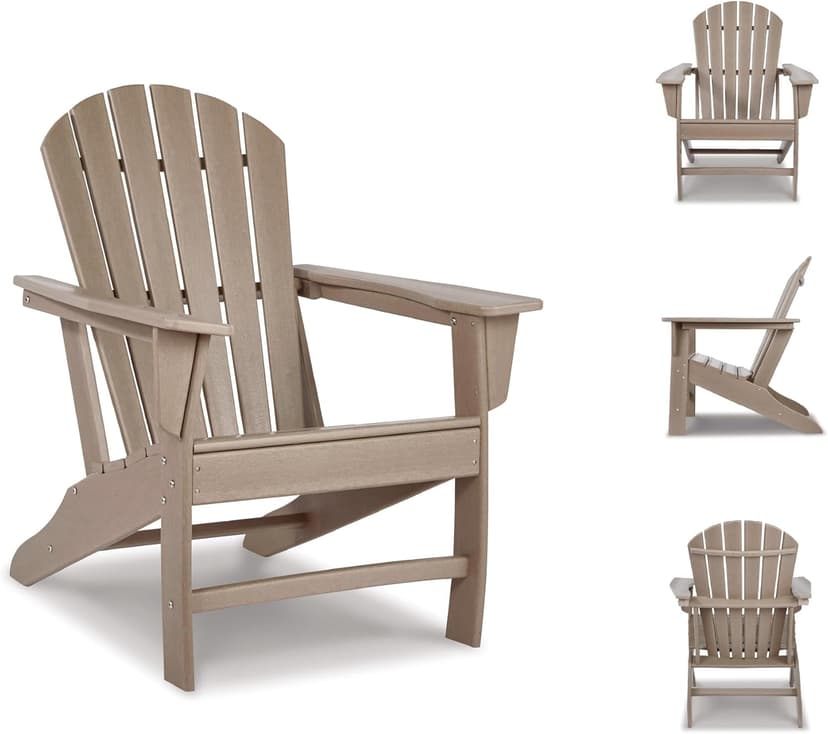 Signature Design by Ashley Sundown Treasure Outdoor Patio HDPE Adirondack Chair, Light Brown