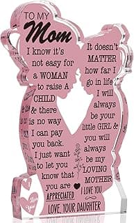 Mom Gifts from Daughter Christmas Gift for Mom, Mom Birthday Ideas Gift Cool Mother's Day Gifts from Daughter Best Mom Ever Gifts New Mom Single Mom Christmas 2024 Acrylic Plaque Sign 5x3in