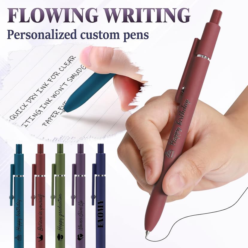 ENOMY Personalized Ballpoint Pens with Logo/Name/Text, Black Ink Custom Engraved Pen in Bulk, Ideal for Christmas Gifts, Birthday Presents, College, Offices & Businesses