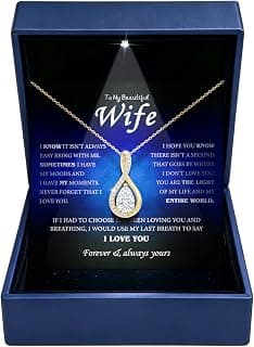 S925 Sterling Silver 18k Gold Plated Infinity Jewelry Gifts for Women Wife Her Girlfriend with Card in Light-Up Gift Box 2CT Moissanite Necklace Anniversary Birthday Gifts for Women Wife Her B0GTY9JBFT