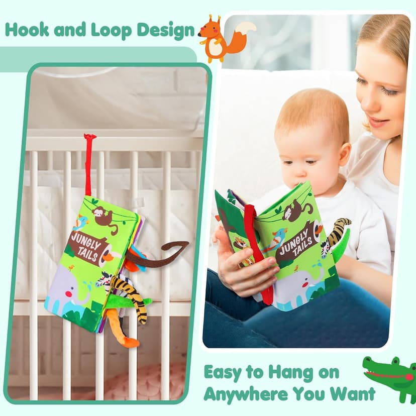 Crinkle Cloth Book Toy for Baby 0-3-6-12-18 Months, Early Development Stroller Soft Toy, Newborn Shower Gift for Boy Girl beiens Baby Books Toys, Tummy Time Touch and Feel Sensory Toys for Infant B07TXYC6WD