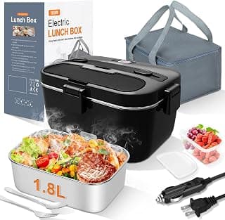 100W Fast Heating, Portable Food Heater for Car, Truck, Office, Work, Travel, Construction Site, Gifts, 12/24V/110-230V DUPASU Electric Lunch Box Food Warmer, 1.8L Heated Lunch Box for Adults B0DXYYP427