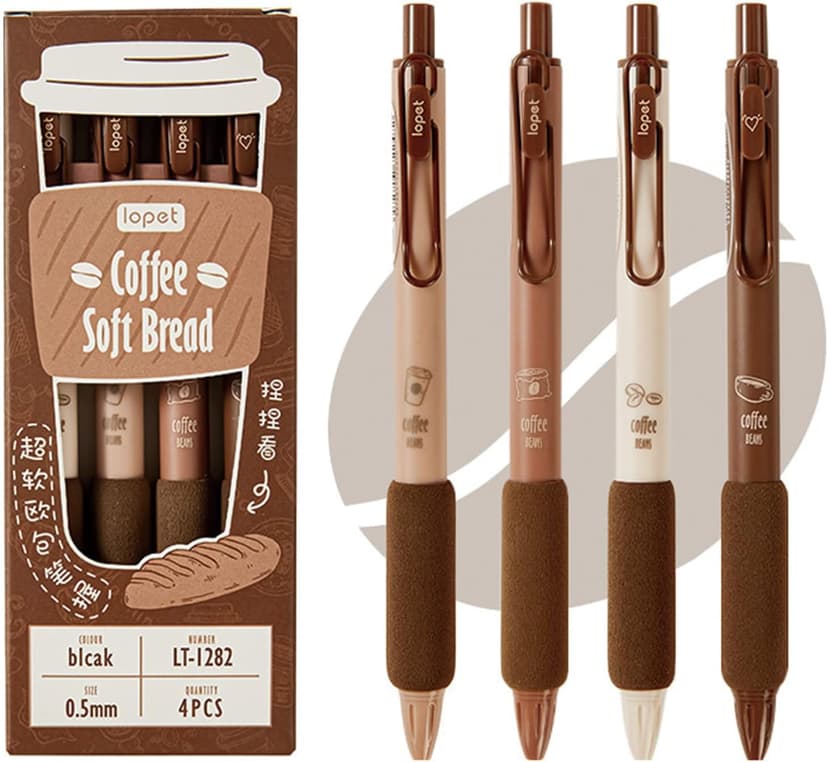 MOZXIRZ 4 Pcs Gel Ink Pens Retractable Pens Cute Pen 0.5mm Ballpoint Pen Office School Supplies for Girls Boys Women Men (Coffee) B0BWV2PMXC