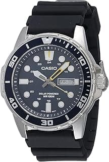 Casio MTPS110 Series | Unisex Analog Watch | 100M WR | Stainless Steel Case | 3 Hand Analog (HR, Min, SEC) | Date Display | Low Battery Alert | Diver Inspired Styling | Solar Powered
