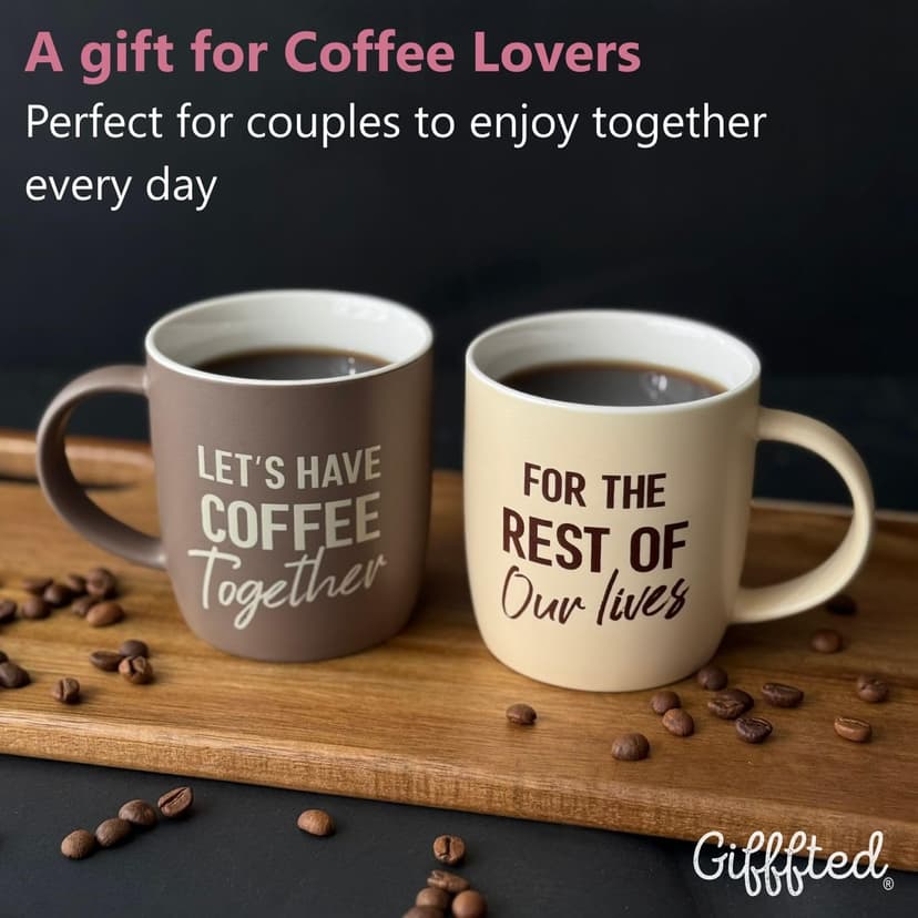 Engagement Wedding Gifts for Couple, Bride & Groom, Newlywed, Bridal Shower, His and Hers, Mr and Mrs, Christmas, Valentine's Triple Gifffted Lets Have Coffee Together Mug Set For Couples, 13oz Ceramic B0DP5GFK31