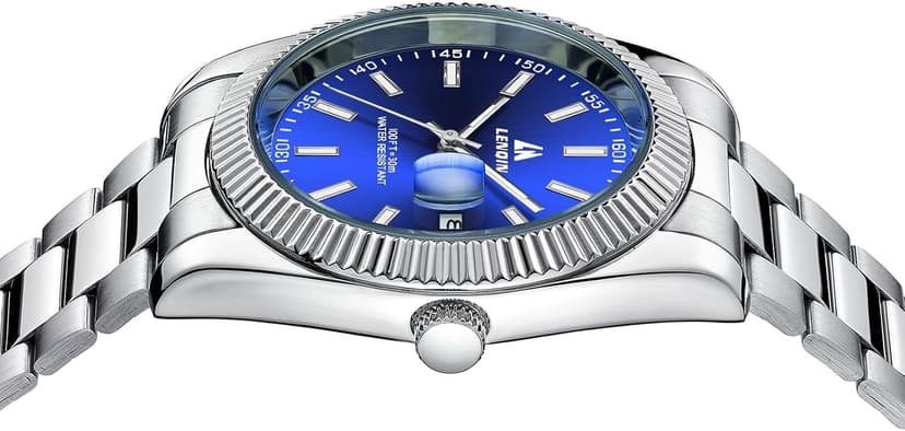 LN LENQIN Mens Watches Waterproof Stainless Steel Watch for Men Analog Quartz Fashion Business Designer Wristwatch