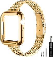 Slim Watch Band Compatible with Apple Watch 41mm 45mm 42mm 44mm 40mm 38mm Metal Stainless Steel Watchband Suitable for iWatch 10/9/8/7/6/5/4/3/2/1/SE Series Women Luxury Strap