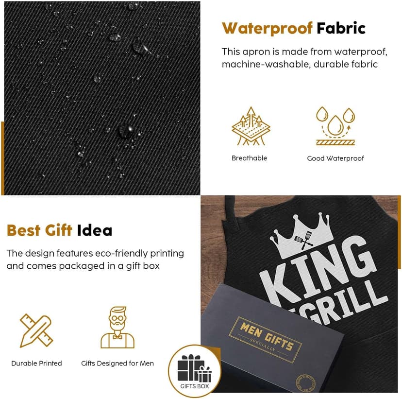 JDNFYGX Gifts for Men Dad Husband Boyfriend Brother, Funny Gifts for Him - Fathers Day, Birthday, Valentines Day, Grilling Gifts for Men, Cooking BBQ Grilling Aprons Gifts for Dad Him, Chef Gifts