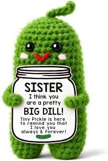 Sister in Law Gifts Birthday Gifts Card for Sister Adult Best Funny Sister Ever Gifts Secret Sister Wedding Gift Big Little Sister Birthday Gifts from Sister Handmade Crochet Pickle B0DKJVZJCB