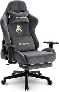 Symino Gaming Chair with Footrest, 2D Armrests Up/Down & Left/Right, Suede Fabric Ergonomic Office Chair, 150° Recline Computer Chair for Desk, Grey