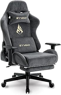 Symino Gaming Chair with Footrest, 2D Armrests Up/Down & Left/Right, Suede Fabric Ergonomic Office Chair, 150° Recline Computer Chair for Desk, Grey