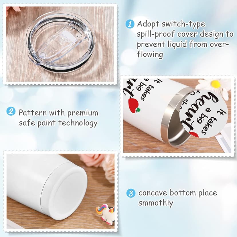 Yinder Valentines Gifts for Teachers Tumbler Set 4pcs Stainless Steel Tumblers with Keychains 12oz Insulated Mugs for Teachers Appreciation Presents Thank You Gifts Bulk Teacher Supplies(Apple)