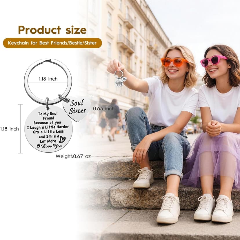 iJuqi Soul Sister Keychain Gift for Best Friends - Birthday and Christmas Gifts for Women
