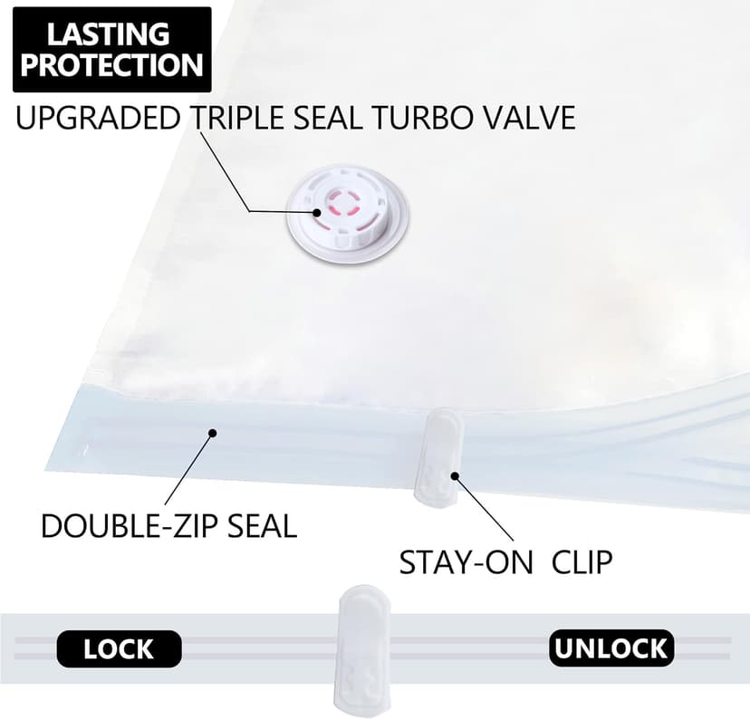 Space Saver Vacuum Storage Bags Upgraded 20 Pack(4 Jumbo 4 Large 4 Medium 4 Small 4 Roll Up) Vaccine Sealed Storage Bags, Vacuum Seal Compression Suction Bag for Packing Blankets Comforters