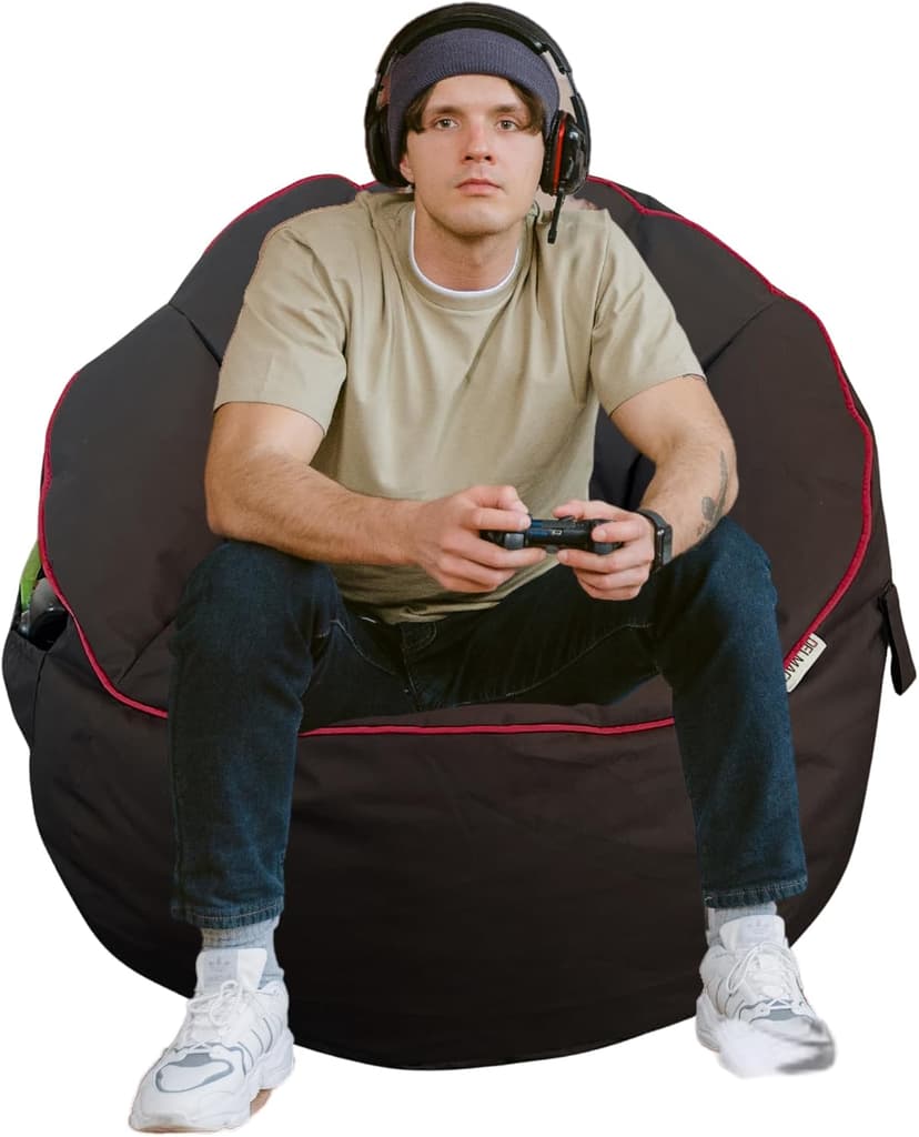 Gaming Bean Bag Chair - for Adults and Teens - (Black/Red (Cover ONLY), 3 ft (Black/Red (Cover ONLY - Beans Sold Separately), 3 ft (Cover Only))