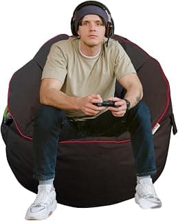 Gaming Bean Bag Chair - for Adults and Teens - (Black/Red (Cover ONLY), 3 ft (Black/Red (Cover ONLY - Beans Sold Separately), 3 ft (Cover Only))